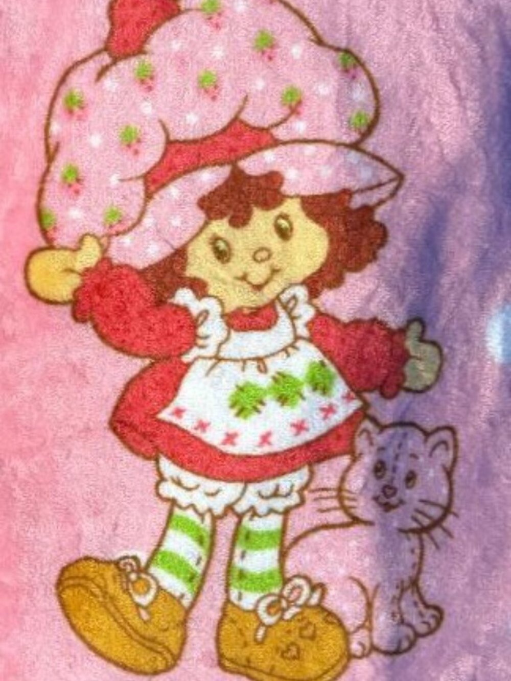 NEW BEAUTIFUL STRAWBERRY SHORTCAKE & KITTY CUSTARD 60" X 70" PLUSH THROW BLANKET - Picture 2 of 13